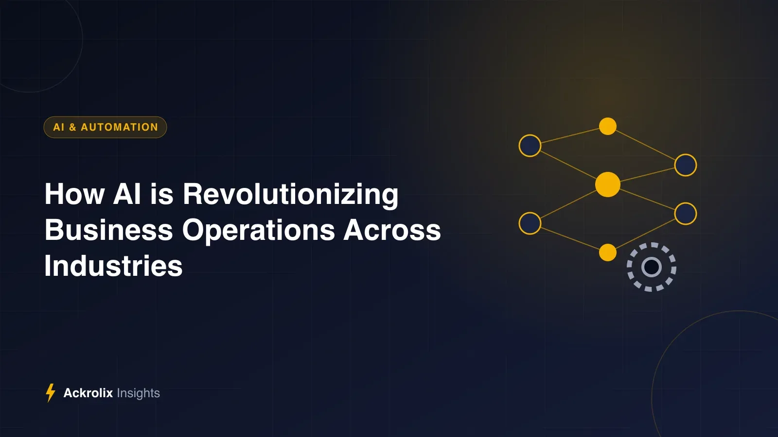 How AI is Revolutionizing Business Operations Across Industries Neural network and automation gear illustration for Ackrolix's article on AI in business operations