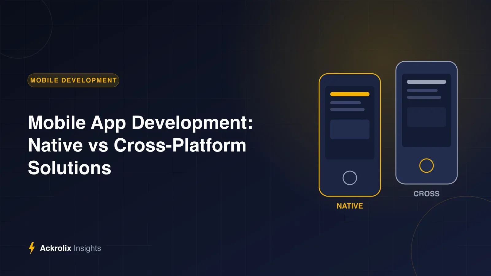 Mobile App Development: Native vs Cross-Platform Solutions Two smartphones comparing native and cross-platform mobile app development, by Ackrolix