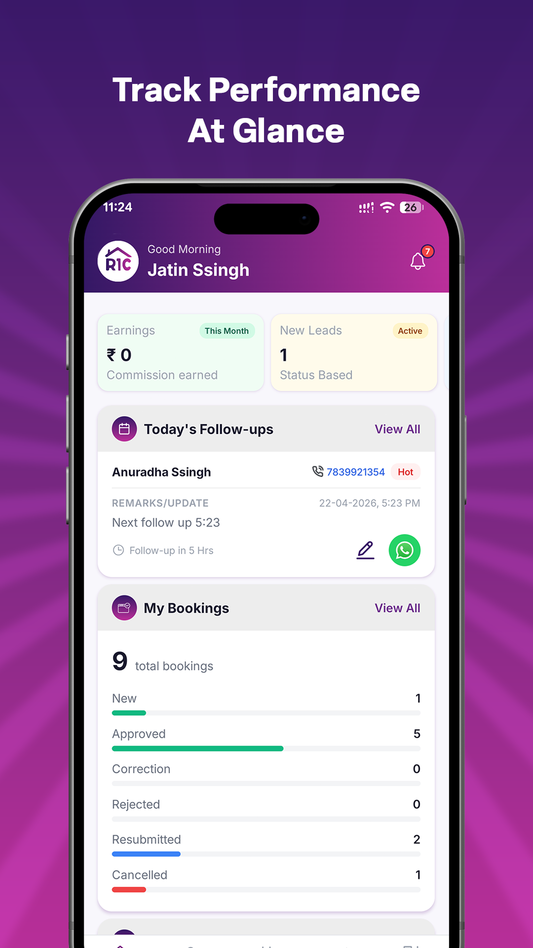 real1connect app home dashboard project screen real1connect app home dashboard project screen