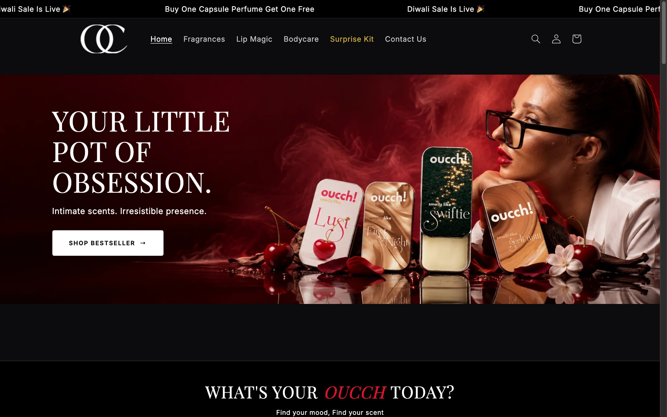 Oucch — Desktop Website Oucch desktop website homepage